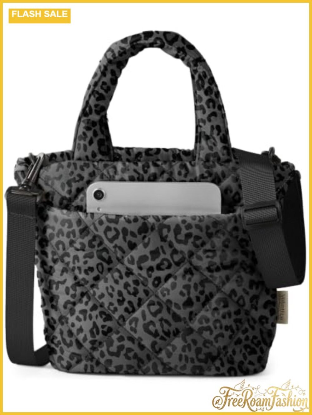 Quilted Puffer Crossbody Tote Bag Lightweight Trapezoid